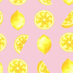 Papier peint Citrons motif de citron aquarelle