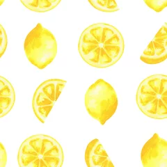 Papier Peint photo autocollant Citrons motif de citron aquarelle