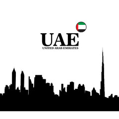 National United Arab Emirates flag. Wavy flag of United Arab Emirates Vector illustration