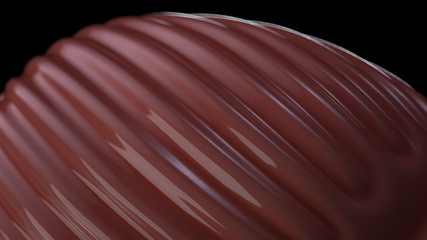 3d render abstract background with reflective red material and wavy surface with a depth of field