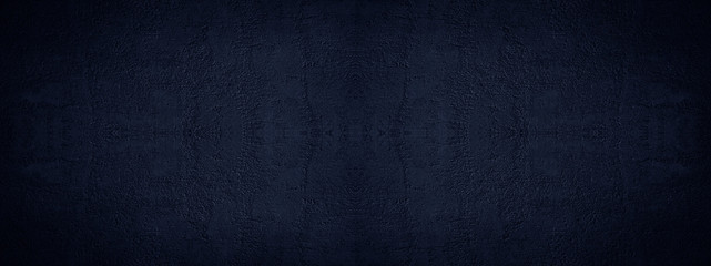 Fototapeta na wymiar Dark blue grunge background. Painted texture of a plastered concrete wall. Deep blue vintage banner with copy space for your design.
