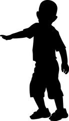 Silhouette of a boy who raised his hands up