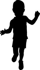 Silhouette of a jumpimg happy boy