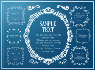 美しいデコレーションセット、アンティークなフレーム、ビンテージなデザイン素材
