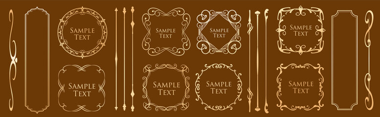 美しいデコレーションセット、アンティークなフレーム、ビンテージなデザイン素材