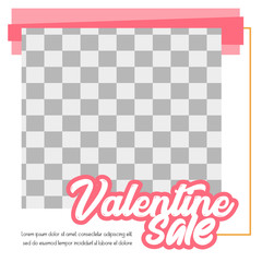 Valentine Day modern promotion square web banner for social media mobile apps