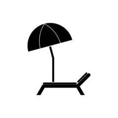 Beach chair with umbrella solid icon