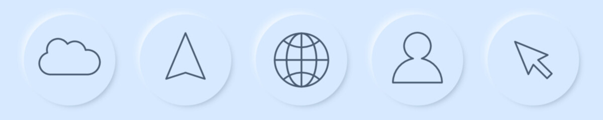 Neumorphism Button - Social Media Icon Cloud Web WWW Profil Konto Mauszeiger Pfeil modern