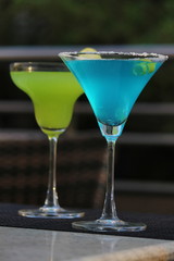 Grinch Cocktail and blue lagoon cocktail