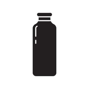 Cutout silhouette tall bottle of milk or juice icon. Outline template for logo. Black and white simple illustration. Flat hand drawn isolated vector image on white background