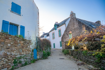 Brittany, Ile aux Moines island in the Morbihan gulf, a typical houses in the village