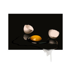 Broken egg on black background. I am such a scatterbrain. Vector illustration