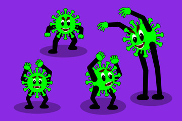 Coronavirus angry, scary and frightened cartoon character. Flat style. Vector illustration for medicine concept design.