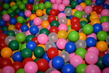 colored balls and cubes for children's educational games in the children's play area
