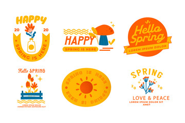 Hand drawn spring sale badges.Vector