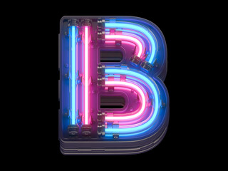 Red and Blue neon light font.