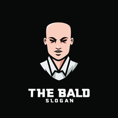 bald man character logo icon design cartoon