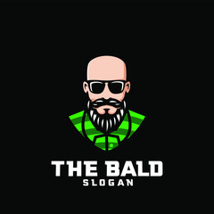 bald man character logo icon design cartoon