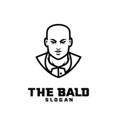 bald man character logo icon design cartoon