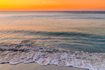 View of the tropical sea beach at sunrise. Samed island thailand. copy space