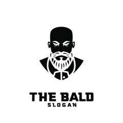 bald man silhouette character logo icon design cartoon