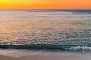 View of the tropical sea beach at sunrise. Samed island thailand. copy space