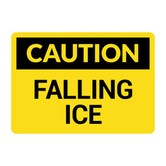 Caution falling ice snow danger icon. Warning fallin ice safety symbol