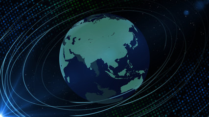 Earth on Digital Network space 3D illustration background China india ASEAN