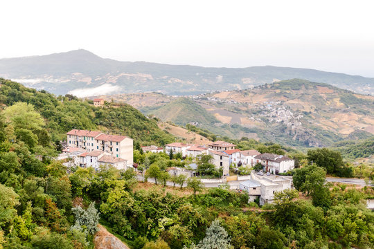 Old Gessopalena town public archeological site of the old medieval village in gypsum stone in Majella mountains