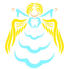 Cute angel raising hands up, joy and glorification