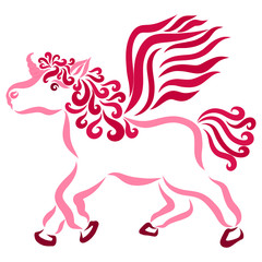 little unicorn with wings, pink curl pattern