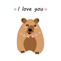 I love you. Greeting card for Valentine's Day, birthday, Mother's Day, wedding with cute bears and heart. Vector illustration