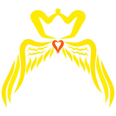 heart with big wings and a crown