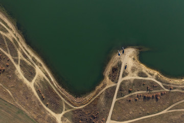 Aerial view of Poroy dam near to Burgas, Bulgaria