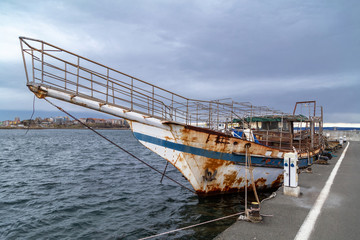 Fototapeta premium Fishing ship on the port of Nessebar