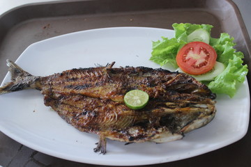 grilled fish, traditional food from Indonesia