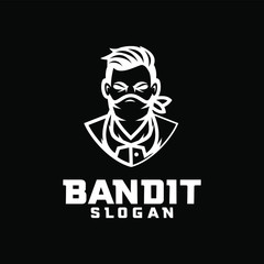 black bandit character logo icon design cartoon