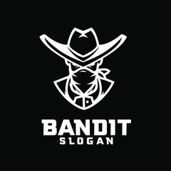 black bandit character logo icon design cartoon