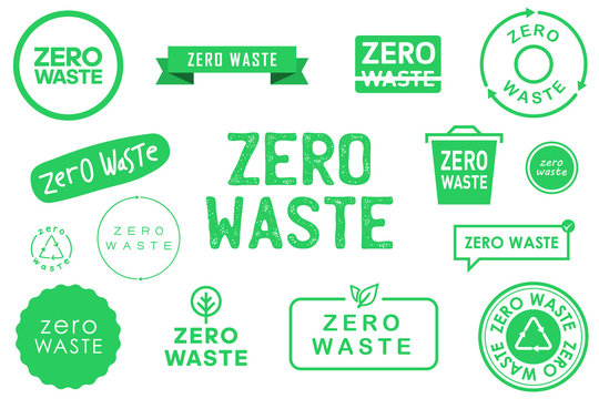 Collection of zero waste various badges, symbols and emlems. Ecology and environment protection. Vector illustration.