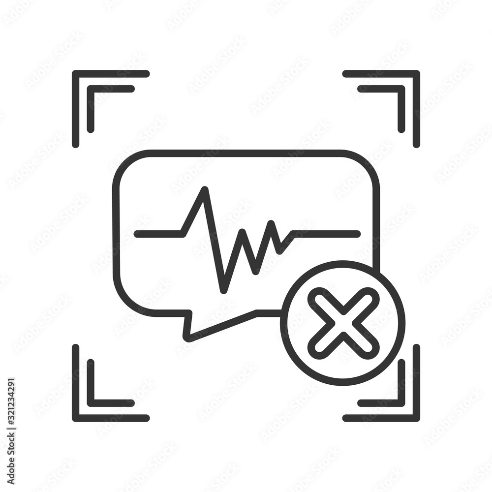 Poster voice identification cancelled black line icon. access denied for user concept. error, fraud. concep