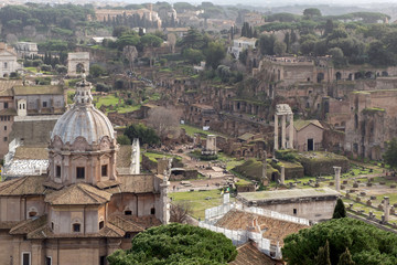 aerial view of Rome archeological site
