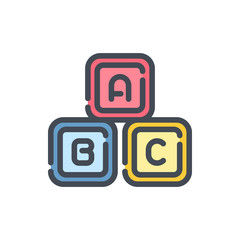 ABC blocks toy color line icon. Toy cubes vector outline colorful sign.
