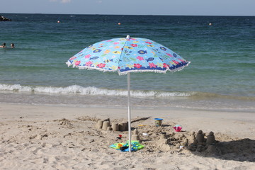umbrella and chairs on beach