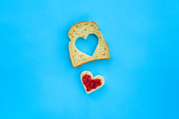 Toast wholegrain bread with heart