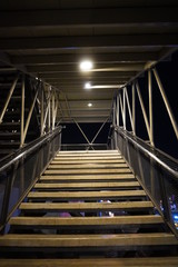 look at the stairs from the bottom corner up at night