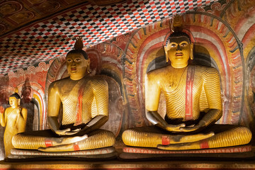 Sri Lanka. Buddha statues in Buddhist Dambulla cave temple (Golden Temple of Dambulla).