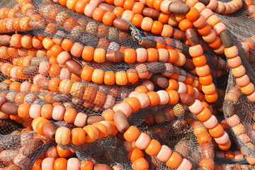 Trawler fish nets kept for drying.