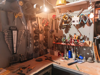 Retro / vintage workshop with misc. tools.
