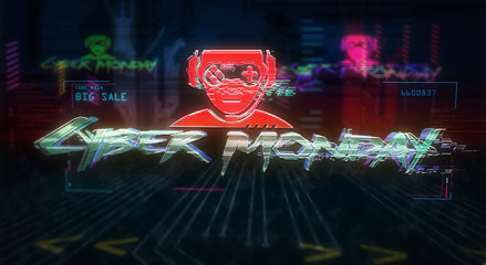 Cyberpunk style cyber monday sale theme