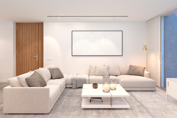 contemporary interior design living room 3d render